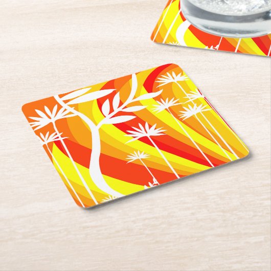 Orangefarbene und weiße botanische Illustration Rechteckiger Pappuntersetzer (angewinkelt)