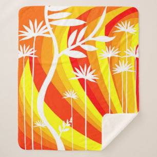 Orangefarbene und weiße botanische Illustration Sherpadecke