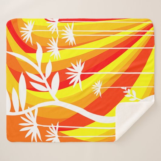 Orangefarbene und weiße botanische Illustration Sherpadecke (Vorderseite (Horizontal))