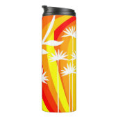 Orangefarbene und weiße botanische Illustration Thermosbecher (Nach rechts gedreht)