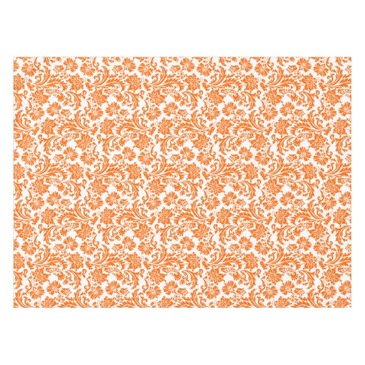 Orangefarbene und weiße Damaskus Tischdecke (Vorderseite (Horizontal))