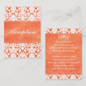 Orangefarbene und weiße Damast auf der Leinenversc Begleitkarte (Vorne/Hinten)