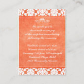 Orangefarbene und weiße Damast auf der Leinenversc Begleitkarte (Rückseite)