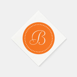 Orangefarbene und weiße Dosenmonogramm Serviette