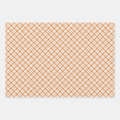 Orangefarbene und weiße Karierte Papierblätter Geschenkpapier Set (Vorderseite 2)