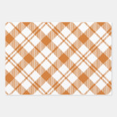 Orangefarbene und weiße Karierte Papierblätter Geschenkpapier Set (Vorderseite)