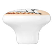 Orangefarbene und weiße Katze Keramikknauf (Seitenansicht)