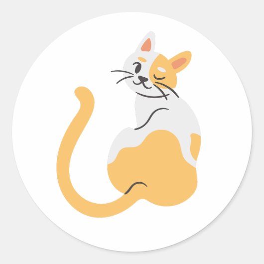 Orangefarbene und weiße Katze Runder Aufkleber (Vorderseite)