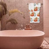 Orangefarbene und weiße Kürbis fallen Erntedank Badhandtuch Set