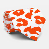 Orangefarbene und weiße Leopardruckfarbe Krawatte (Gerollt)