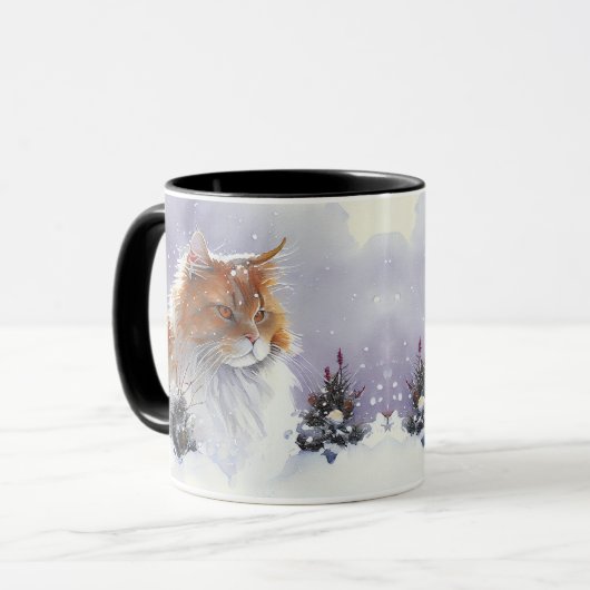 Orangefarbene und weiße Maine Coon Tabby Kaffee Ta Tasse (Vorderseite Links)