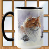 Orangefarbene und weiße Maine Coon Tabby Kaffee Ta Tasse