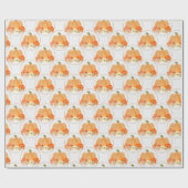 Orangefarbene und weiße Pumpkins in goldenen Glitt Geschenkpapier (Flach)