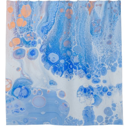 Orangefarbene und weiße Quallen im Wasser Duschvorhang (Vorderseite)