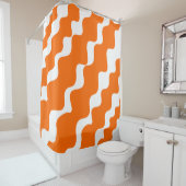 Orangefarbene und weiße Schleuderwellen Duschvorhang (Beispiel)