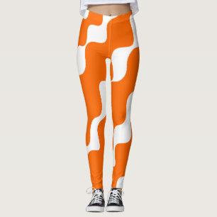 Orangefarbene und weiße Schleuderwellen Leggings