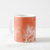 Orangefarbene und weiße, silberfarbene Bäume Kaffeetasse (Vorderseite Links)