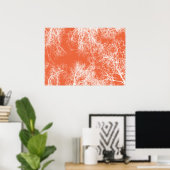 Orangefarbene und weiße, silberfarbene Bäume Poster (Heimbüro)