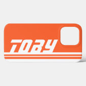 Orangefarbene und weiße Sportstreifen - Sondergehä Case-Mate iPhone Hülle (Rückseite (Horizontal))