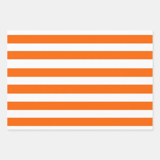 Orangefarbene und weiße Streifen Geschenkpapier Set (Vorderseite 3)