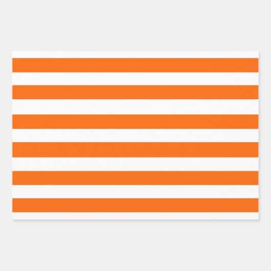 Orangefarbene und weiße Streifen Geschenkpapier Set (Vorderseite 2)