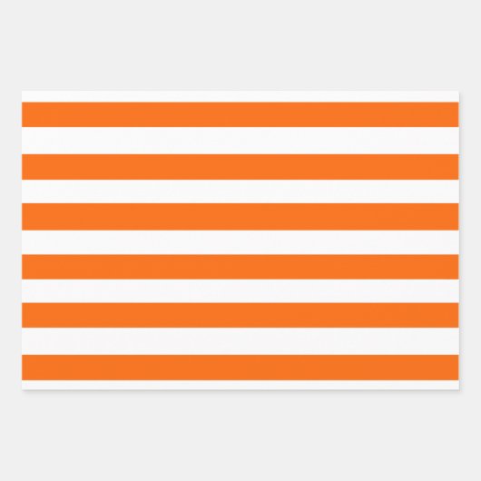 Orangefarbene und weiße Streifen Geschenkpapier Set (Vorderseite)