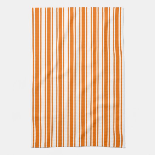 Orangefarbene und weiße Streifen Geschirrtuch (Vertikal)