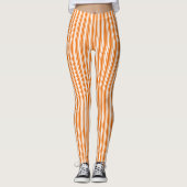 Orangefarbene und weiße Streifen Leggings (Vorderseite)