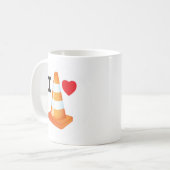 Orangefarbene und weiße Streifen Liebe Kone Herzst Kaffeetasse (Vorderseite Links)