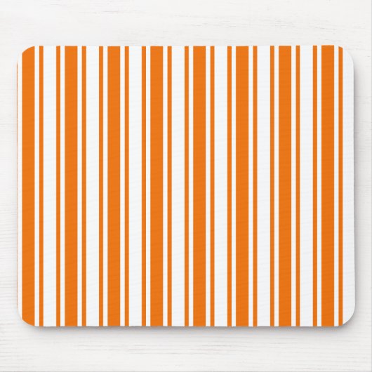 Orangefarbene und weiße Streifen Mousepad (Vorne)