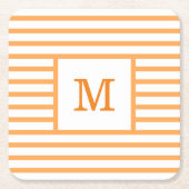 Orangefarbene und weiße Streifen Rechteckiger Pappuntersetzer (Vorderseite)