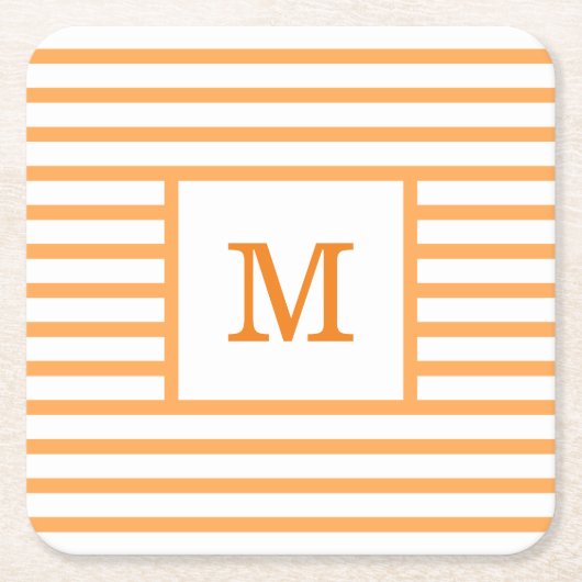 Orangefarbene und weiße Streifen Rechteckiger Pappuntersetzer (Vorderseite)