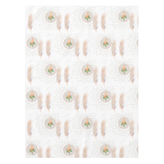 Orangefarbene und weiße Tabletten Tischdecke (Vorderseite)