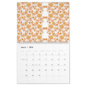 orangefarbene und weiße Tapeten mit Blumenmotiv Kalender (Mär 2026)