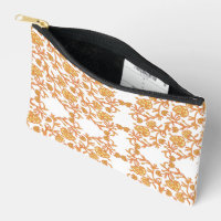 orangefarbene und weiße Tapeten mit Blumenmotiv