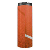 Orangefarbene und weiße Textilien Thermosbecher (Rückseite)