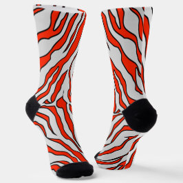 Orangefarbene und weiße Tiger-Streifen Socken