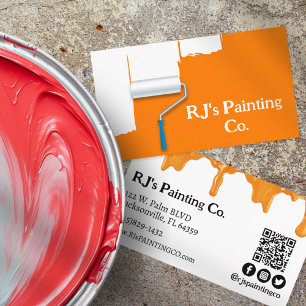 Orangefarbene und weiße Tropfen Beruflich Painter Visitenkarte