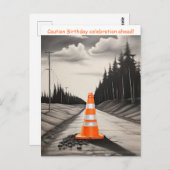 Orangefarbene und weiße Verkehrskegel Geburtsdatum Postkarte (Vorne/Hinten)