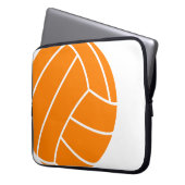 Orangefarbene und weiße Volleyball Laptopschutzhülle (Vorderseite Links)