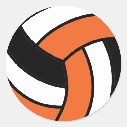 Orangefarbene und weiße Volleyball Runder Aufkleber (Vorderseite)