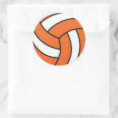 Orangefarbene und weiße Volleyball Runder Aufkleber (Tasche)