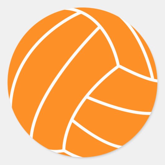Orangefarbene und weiße Volleyball Runder Aufkleber (Vorderseite)