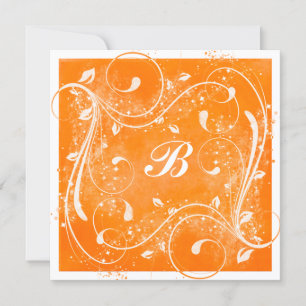 Orangefarbene und weiße Wirbel Hochzeitseinladung Einladung
