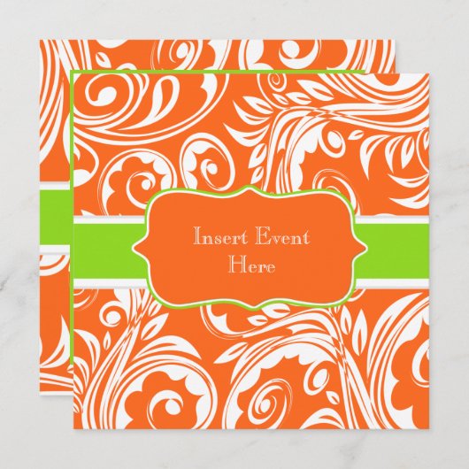 Orangefarbene Verlobung Hochzeit Einladung (Vorne/Hinten)