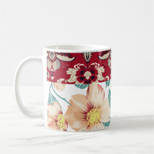 Orangefarbene Vintage Blume mit nahtlosem Pisleybo Kaffeetasse