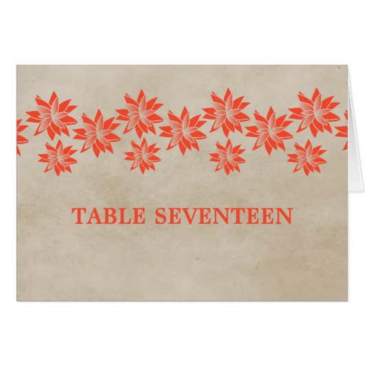 Orangefarbene Vintage Tischnummer (Vorderseite (Horizontal))