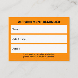 Orangefarbene Visitenkarte Terminkarte