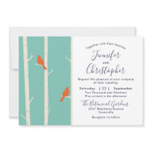 Orangefarbene Vögel auf Birkenbaum-Illustration Ho