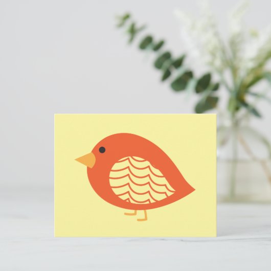 Orangefarbene Vögel Postkarte (Stehend Vorderseite)
